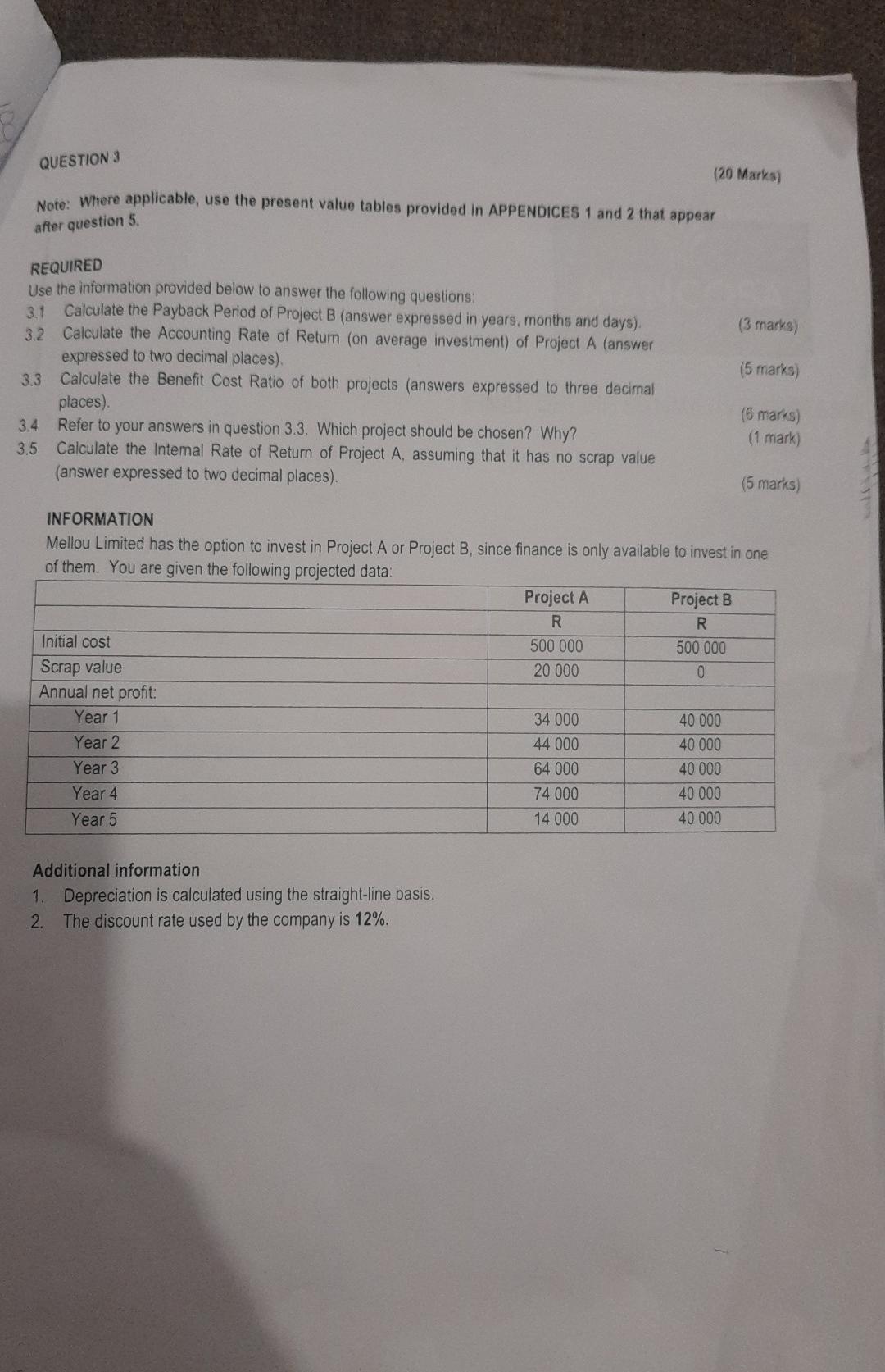 Note: Where applicable, use the present value tables provided in APPENDICES