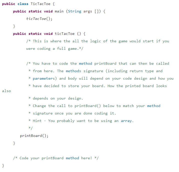 Create a java program of a 2-players tictactoe game by looking this