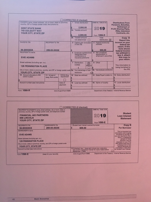 the questions following the scenario. Note: When entering Social Security numbers (SSNs)