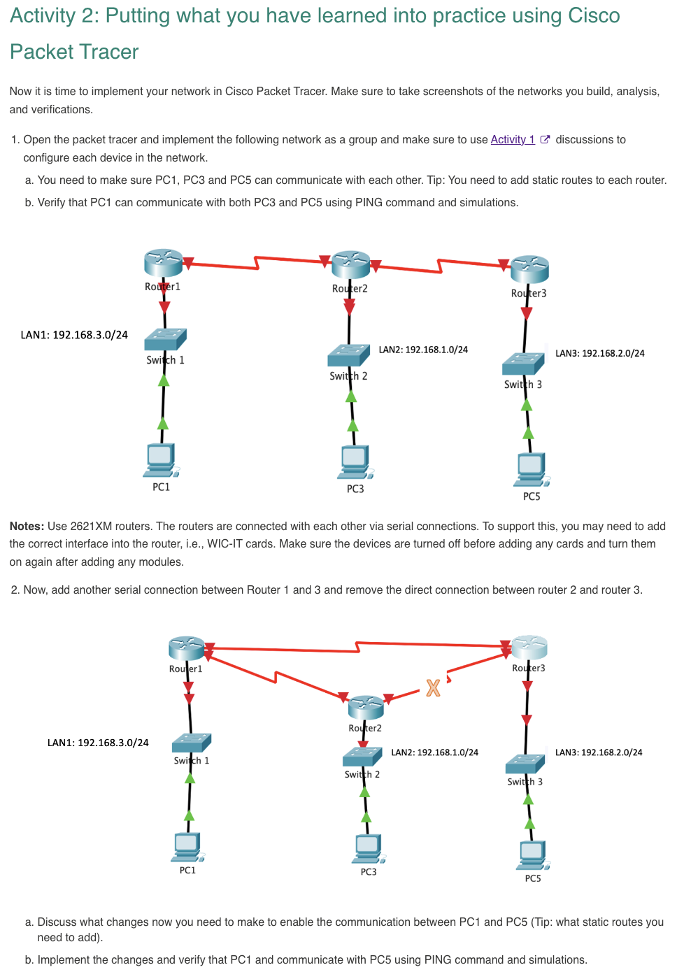  Activity 2: Putting what you have learned into practice using Cisco
