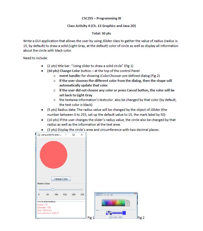  CSC255 - Programming IlI Class Activity 4 (Ch. 13 Graphics and