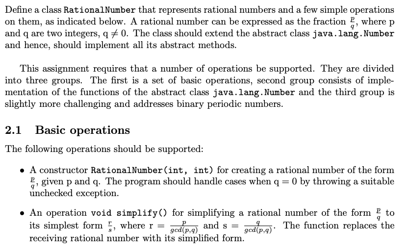 Please answer. Thank you. Define a class RationalNumber that represents rational numbers