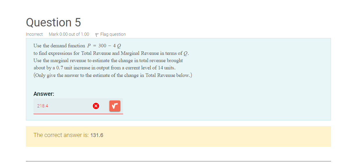  Use the demand function P=3004Q to find expressions for Total Revenue