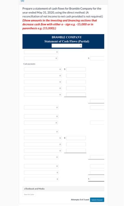 publicly traded company. The comparative balance sheet and income statement for Bramble