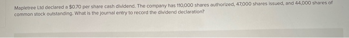  Mapletree Lid declared a $0.70 per share cash dividend. The company