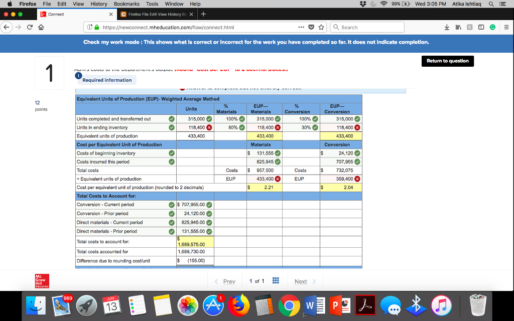 99% L%), Wed 3:05 PM Atika Ishtiaq a E Connect Firefox File