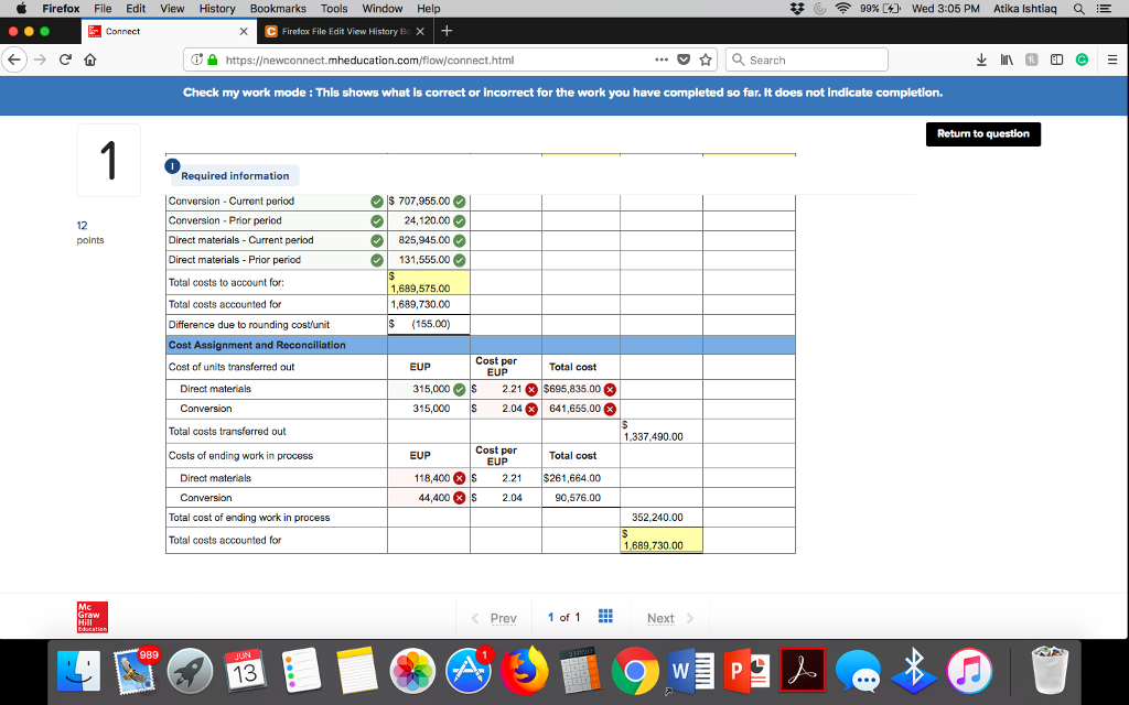 Edit View History Br + https:ewconnect.mheducat ...Search connect.html Check my work mode: