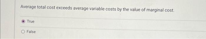  Average total cost exceeds average variable costs by the value of