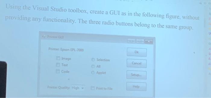programming in c# Using the Visual Studio toolbox, create a GUI as