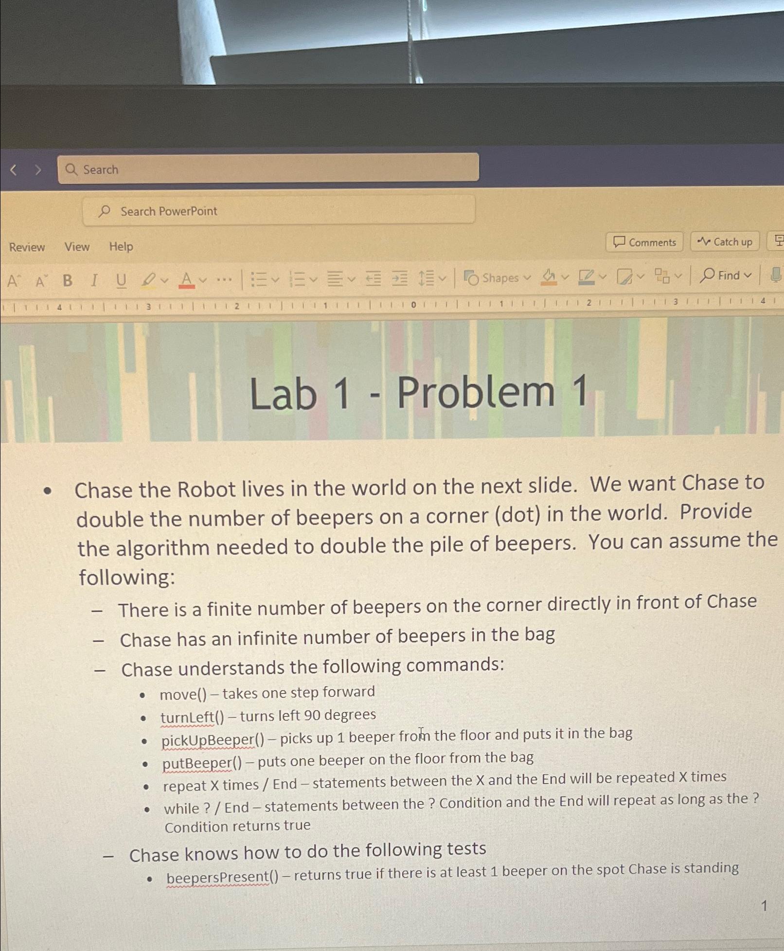  Search Search PowerPoint Review View Help Comments Catch up AaA'B-B Lab