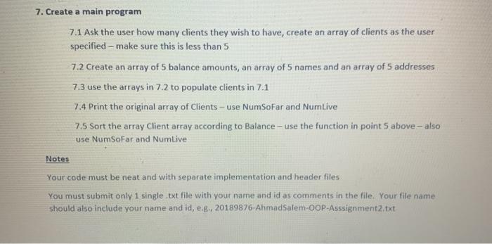 string address; float Balance; public: Client(); void setvals(string name, int, string address);