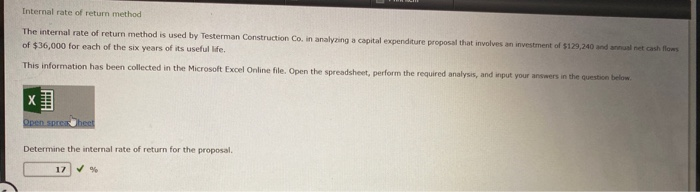 Internal rate of return method net cash flows The internal rate