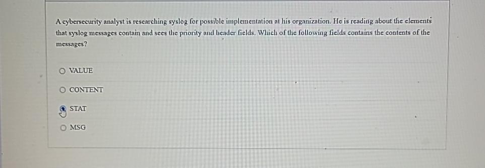  A cybersecurity analyst is researching syslog for possible implementation at his
