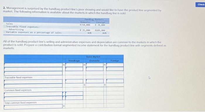 statement prepared in th above. The sales managet wants to fun a