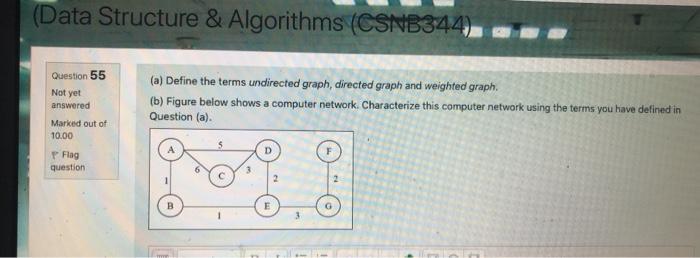 Data Structure & Algorithmes (Data Structure & Algorithms (CSNB344) Question 55 Not