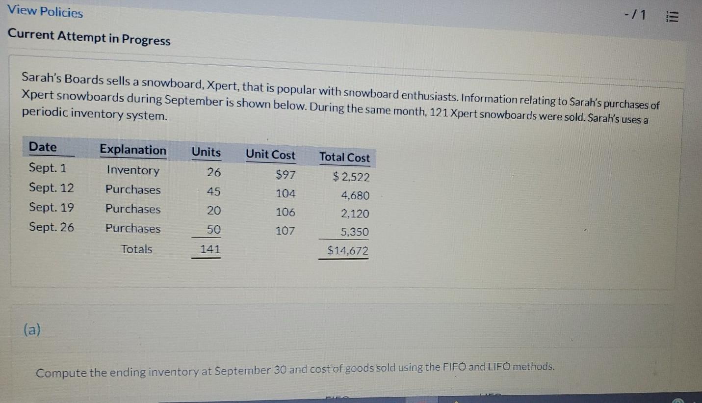  View Policies -/ 18 Current Attempt in Progress Sarah's Boards sells