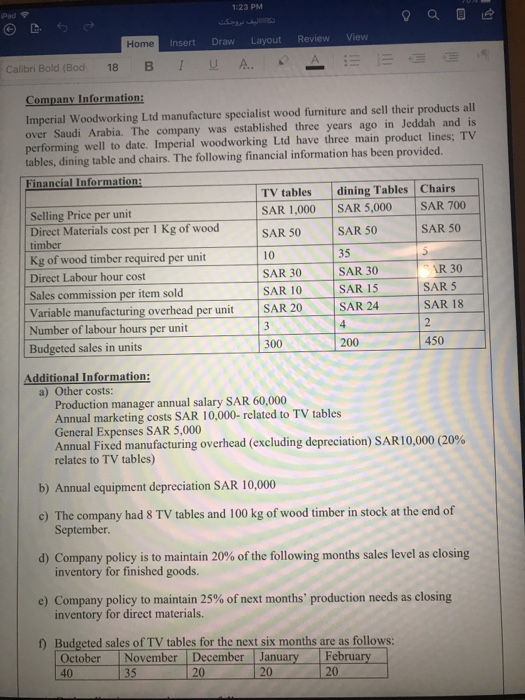  Pls help 1:23 PM Pad Home Insert Draw Layout Review View