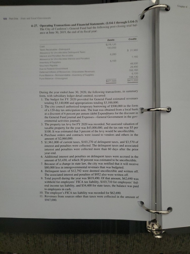 Week 2 Research Case #1 4-27. Operating Transactions and Financial Statements. (LO4-1