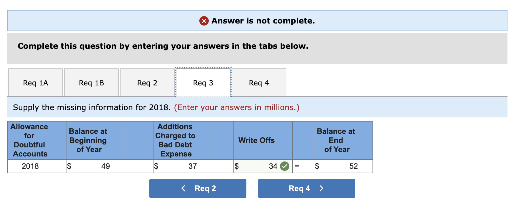 for Bad Year 2018 Beginning Balance Debt Expense Decreases for Write-Offs $?