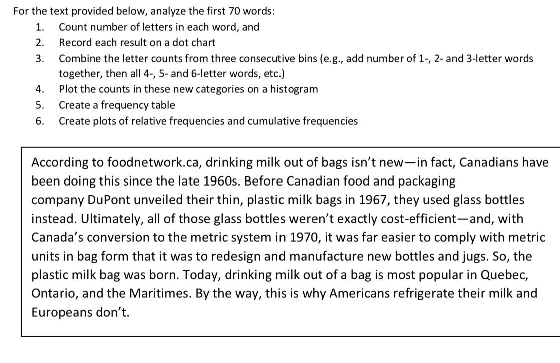  For the text provided below, analyze the first 70 words: 1.