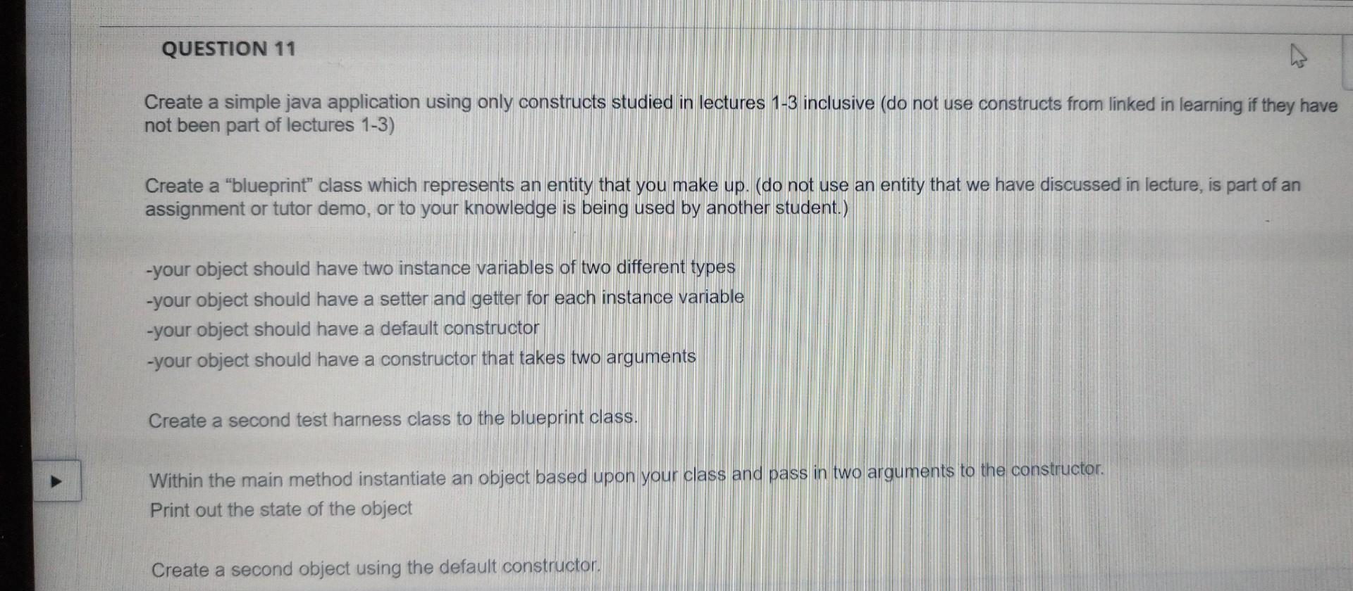  it is programming fundamentals course related to Java. Create a simple