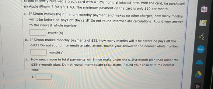  an Apple iPhone 7 for $361.43. The minimum payment on the