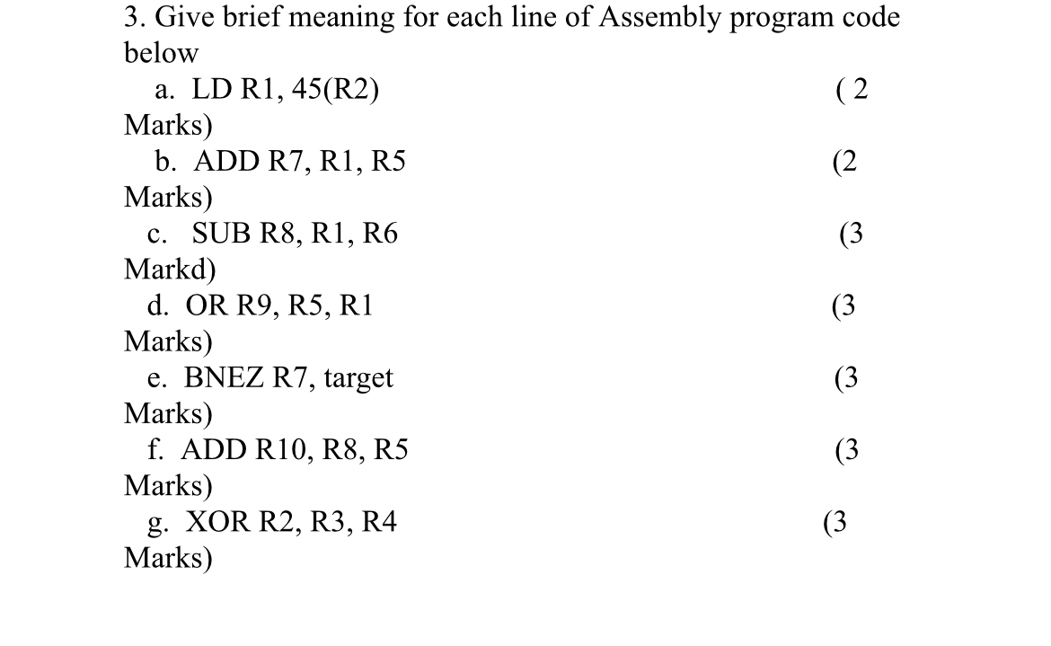  Give brief meaning for each line of Assembly program code below