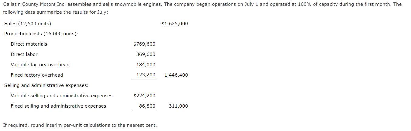  If required, round interim per-unit calculations to the nearest cent. a.