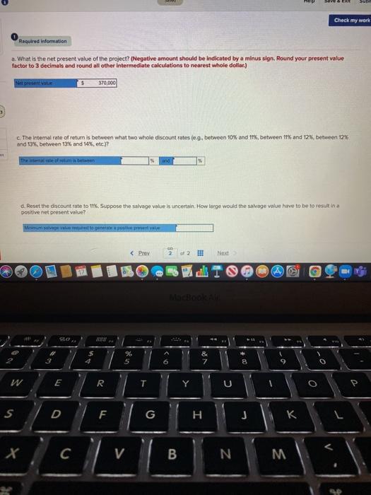 value of the project? (Negative amount should be indicated by a minus