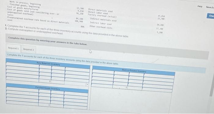 2. The following information is available for a custom manufacturer Inventories Costs