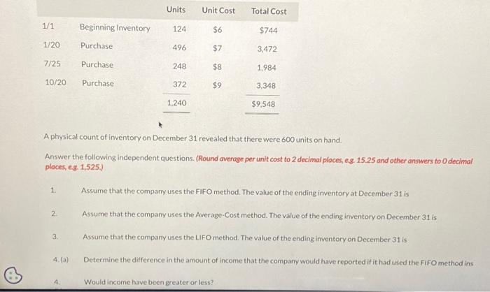  Can you please help me with those questions. A physical count