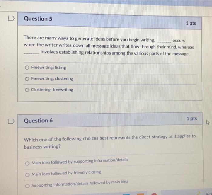 question 5 and 6 D Question 5 1 pts occurs There are