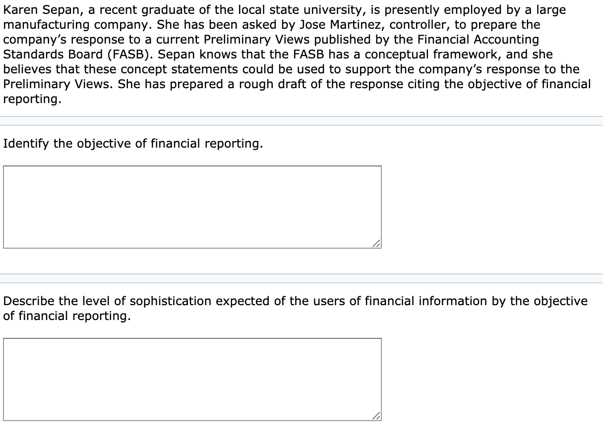 Please explain for each question Karen Sepan, a recent graduate of the