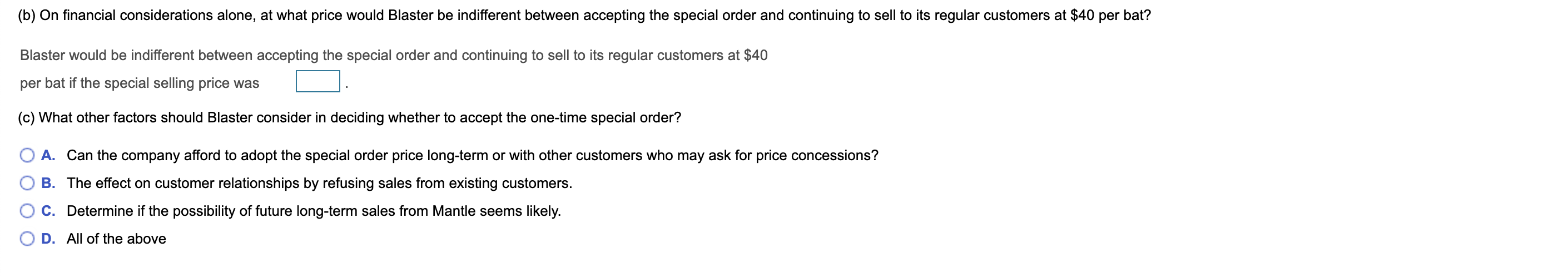 materials 15 $ 3 Variable direct manufacturing labor Variable manufacturing overhead Fixed