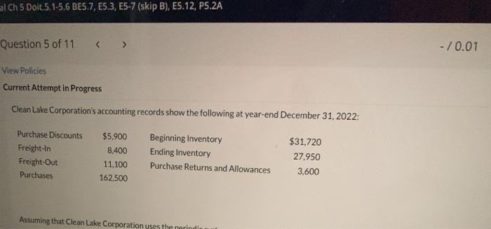  al Ch 5 Doit.5.1-5,6 BES.7, E53, E5-7 (skip B), E5.12, P5.2A
