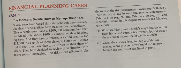 FINANCIAL PLANNING CASES CASE 1 The Johnsons Decide How to Manage