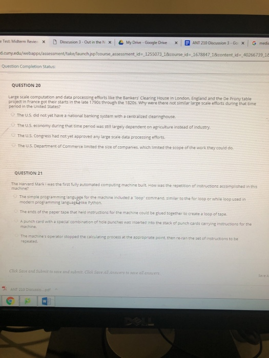 Drive . Google Drive x ANT 210 Dscussen 3-G,X, G .edu/webapps/assessment/take/launchjsp?course assessment
