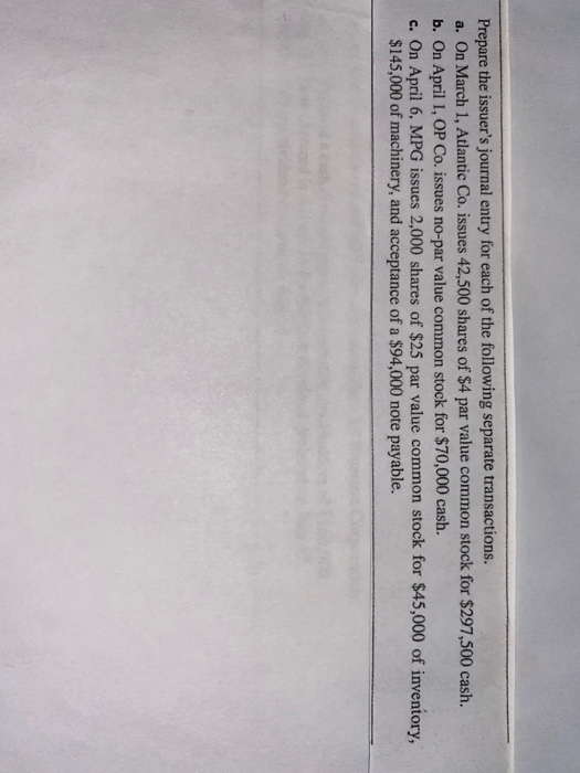 What is the answer to this question? Prepare the issuer's journal entry