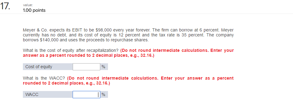 Meyer & Co. expects its EBIT to be $98,000 every year