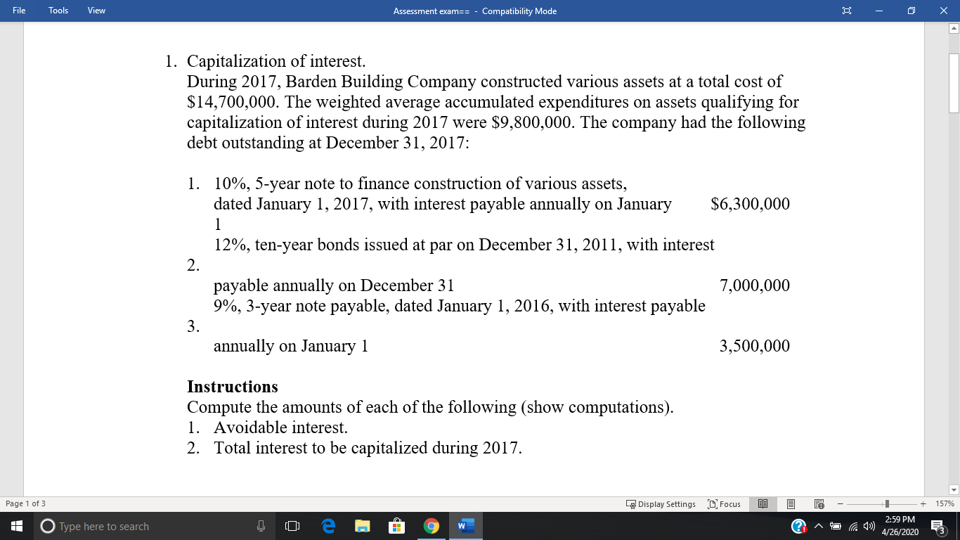  File Tools View Assessment exam== - Compatibility Mode - X 1.