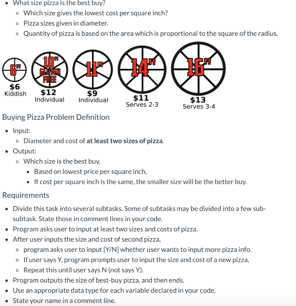 Help me with this C++ coding. What size pizza is the best