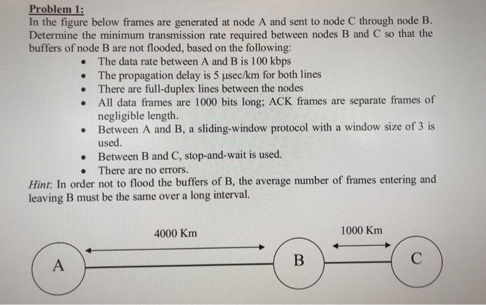  Problem 1: In the figure below frames are generated at node