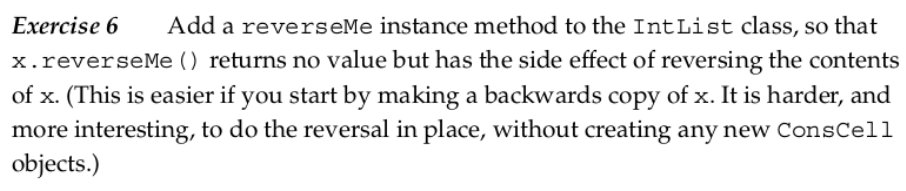  public class ConsCell { private int head; private ConsCell tail; public