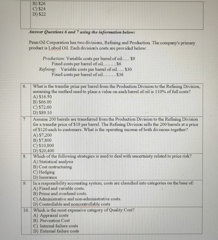 should be held responsible only for those items that the manager can