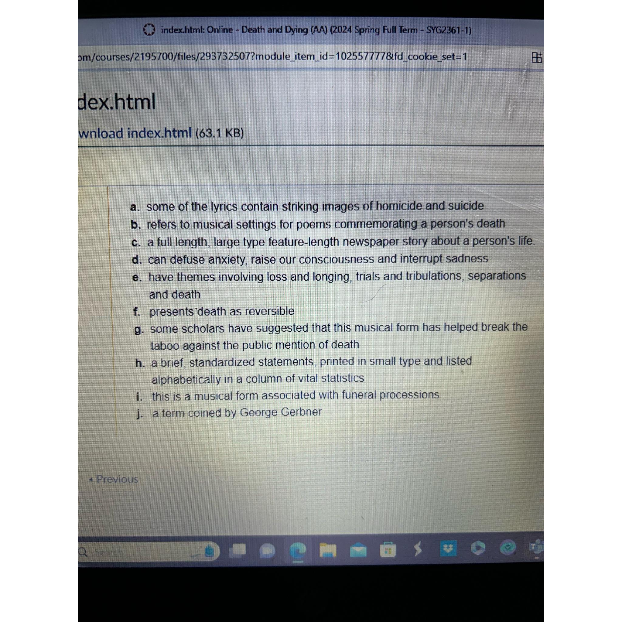  index.html: Online - Death and Dying (AA)(2024 Spring Full Term -