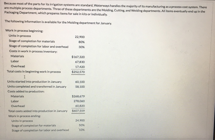  Prepare a production cost report for Waterways using the weighted average