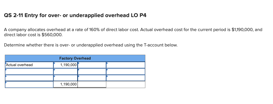  QS 2-11 Entry for over- or underapplied overhead LO P4 A