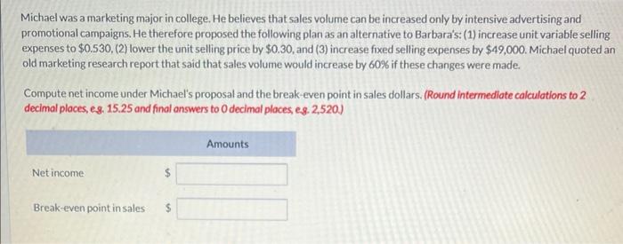 of goods sold are variable and 42% of the selling expenses are