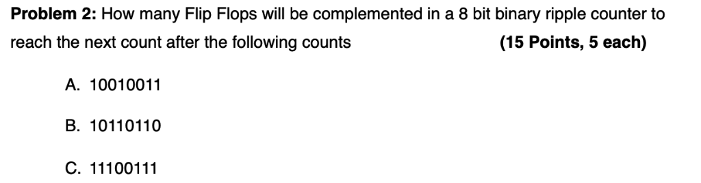  Problem 2: How many Flip Flops will be complemented in a