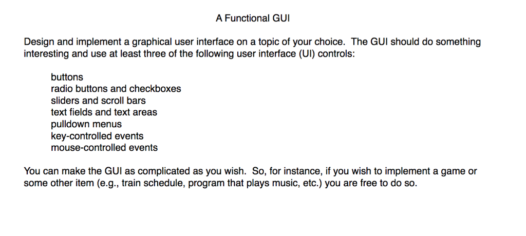By using a java, A Functional GUI Design and implement a graphical
